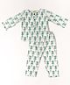 KLINGARU Cotton Woven Full Sleeves Crabs Printed Night Suit - White