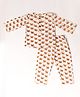 KLINGARU Cotton Woven Full Sleeves Puppies Printed Night Suit -  White