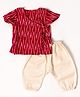 KLINGARU  Half Sleeves Ikat Printed Kurta With Pyjama Set - Pink