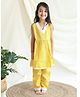 KLINGARU Cotton Sleeveless Lace Embellished Kurta And Pant Set - Yellow