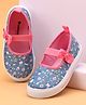Cute Walk by Babyhug Slip On Casual Shoes With Bow Applique & Floral Print- Blue