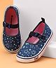 Cute Walk by Babyhug Slip On Casual Shoes With Bow Applique & Floral Print- Navy Blue