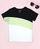 Be Awara Cotton Half Sleeves Color Block T Shirt - Black