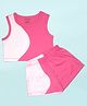 Be Awara Cotton Sleeveless Color Block Tank Top and Shorts Set - Pink