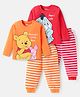 Babyhug Disney Single Jersey Knit Full Sleeves Night Suit With Winnie & Friends Graphics Pack of 2 - Orange & Red
