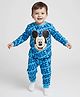 Babyhug Disney Single Jersey Knit Full Sleeves Night Suit With Mickey Mouse Graphic - Blue