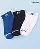 Honeyhap Premium Cotton Knit Ankle Length  Text Design Socks Pack of 3 - White Black Blue