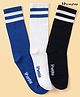 Honeyhap Premium  Cotton Knit Solid Color Socks with Bio Finish Pack of 3 - Blue White & Black