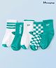 Honeyhap Premium Cotton Bamboo Spandex Checkered & Striped Socks With Bio Finish Pack of 5 - Green & White