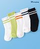 Honeyhap Premium  Cotton Knit Ankle Length Solid Color Socks with Bio Finish Pack of 5 - Green White & Black