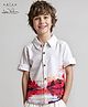 Arias Cotton Poplin Woven Full Sleeves Front & Back Printed Shirt - Off White