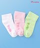 Honeyhap Premium  Cotton Knit Ankle Length Solid Color Socks with Bio Finish Pack of 3 - Pink White & Charlock