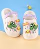 Oh! Pair Back Strap Closure Slip On Clogs with Dino Applique - White