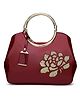 SYGA Women's Glossy Patent Leather Handbag With Flower Design (Burgundy)
