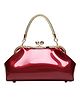 SYGA Women's Glossy Patent Leather Handbag Kiss Lock Purse Top Handle Handbag Suitable Gift for a festival, occasion, Birthday (Burgundy)