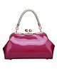 SYGA Women's Glossy Patent Leather Handbag Kiss Lock Purse Top Handle Handbag Suitable Gift for a festival, occasion, Birthday (Dark Pink)