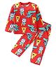 Babyhug Cotton Knit Full Sleeves Night Suit with Tiger & Panda Print - Red