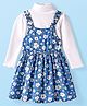 Babyhug Cotton Woven Frock & Full Sleeves Inner Tee With Floral Print - Blue