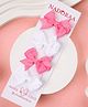 Kicks & Crawl Set Of 4 Bow Detailed Striped Hair Clips - White & Pink