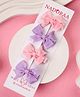 Kicks & Crawl Set Of 4 Bow Detailed Striped Hair Clips - Purple & Pink