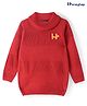 Honeyhap Premium Knitted Full Sleeves Textured Pullover Sweater with Patch  - Red