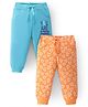 Doodle Poodle Single Jersey Knit Full Length Lounge Pant with Heart & Text Print Pack of 2 - Blue & Orange