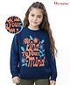 Honeyhap Premium Knitted Full Sleeves Pullover Sweater with Text Design - Navy Blue