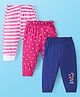 Doodle Poodle  Cotton Single Jersey Knit Full Length Lounge Pant Polka Dots & Floral Print Pack of 3 - Pink & Blue