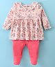 Cucumber Cotton Knit Full Sleeves Footed Romper With Frill Detail &  Unicorn Print - Baby Pink