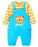 Babyhug Single Jersey Knit Full Sleeves Striped T-Shirt & Dungaree  with Cheetah Embroidery - Blue & Yellow