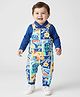 Babyhug Single Jersey Knit Full Sleeves T-Shirt & Text Printed Dungaree - Blue