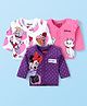 Babyhug Disney Interlock Knit Full Sleeves Front Open Vests with Marie Dumbo & Minnie Mouse Print & Frill Detailing Pack of 3 - Purple Pink & White