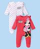 Babyhug Disney Interlock Full Sleeves Frill Detailed Sleep Suits With Minnie Mouse Graphics Pack Of 2 - Red & White