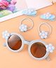 Babyhug Flower Pins Rubber Bands & Goggles Accessories Combo Sets of 5 - Blue