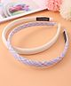 Pine Kids Set of Checkered Print & Solid Hair Bands Pack of 2 - White & Blue