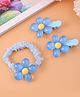 Babyhug Flower Hair Clips & Rubber Band Combo Sets  of 3 - Blue