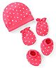 Doodle Poodle 100% Cotton Interlock  Cap Mittens & Booties with Heart Print - Pink