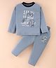 Evimo Single Jersey  Full Sleeves T-Shirt & Pant Set Text Print - Powder Blue