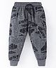 Evimo Single Jersey Knit Full Length Text Print Lounge Pant - Dark Grey