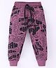 Evimo Single Jersey Knit Full Length Text Print Lounge Pant - Plum