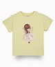 GINI & JONY Half Sleeves Girl Printed & Sequin Embellished Tee - Yellow