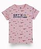 GINI & JONY Half Sleeves Met An Adventure Text Printed Tee - Pink