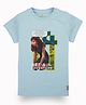 GINI & JONY Half Sleeves Girl &  Met A adventure Text Printed Tee - Blue