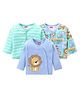 Babyhug Interlock Knit Full Sleeves Front Open Vests With Animal Print Pack of 3 - Multicolor
