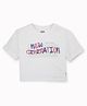GINI & JONY Half Sleeves Shimmered New Generation Text Embellished Tee - White