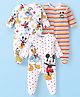 Babyhug Dinsey Interlock Knit Full Sleeves Sleep Suits With Mickey Mouse & Donald Duck Graphics Pack of 3 - White & Red