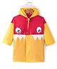 Babyhug Full Sleeves Hooded Raincoat Eyes Print - Red & Yellow