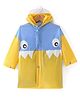 Babyhug Full Sleeves Below Knee Length Hooded Raincoat Monster Print - Yellow Blue