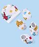 Babyhug Disney Interlock Knit Cap Mittens & Booties Set with Mickey Mouse & Friends Print - White