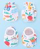 Babyhug 100% Cotton Knit Mittens & Booties Set with Duck Print - White
